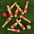 thumbnail image 4 of Coca Cola Lawn Bowling Game/Skittle Ball- Indoor and Outdoor Fun for Toddlers, Kids, Adults –10 Wooden Pins, 2 Balls, and Mesh Bag Set (8 Inch), 4 of 6