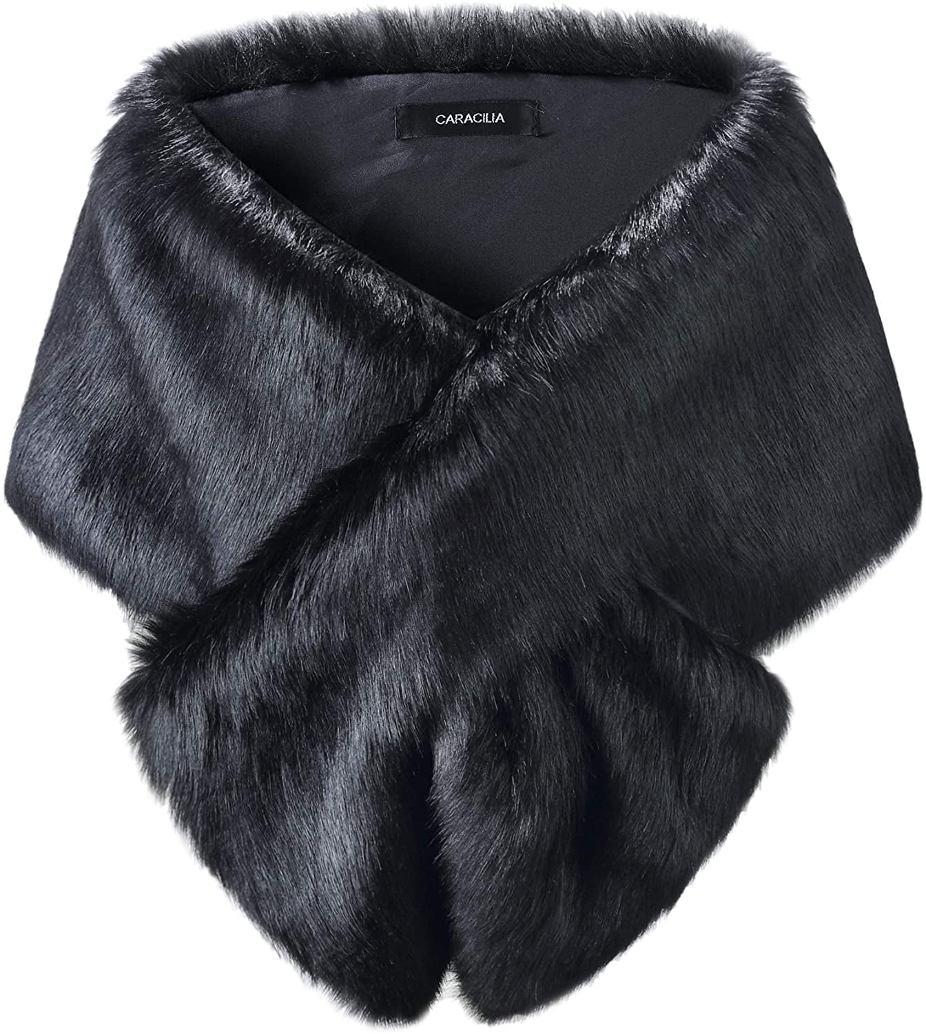 Caracilia Womens Faux Fur Shawl Wraps Stole Cloak Coat Sweater Cape for Evening Party/Bridal/Wedding 