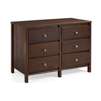 beckford walnut brown finish 6 drawer wood dresser Rebecca 6-Drawer Solid Wood Modern Dresser – Walker Edison main image 1