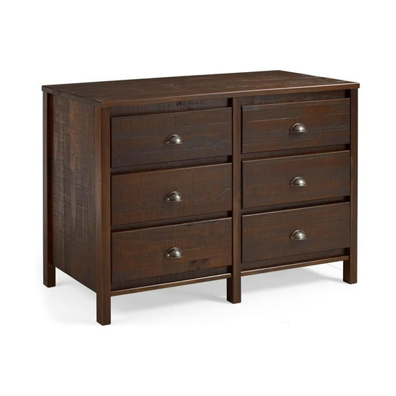 Camaflexi Baja 6 Drawer Dresser Solid Wood Dresser Organizer Storage Cabinet, Walnut