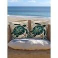 thumbnail image 5 of Outdoor Pillows Waterproof, Sea Turtle Coastal Throw Pillows with Inserts Included, Vintage Nautical Coral Starfish Beach Indoor Outdoor Decorative Lumbar Pillow for Bed/Couch/Patio 18"x18", 1Pcs, 5 of 8