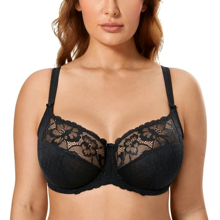 

DELIMIRA Women s Lace Full Coverage Underwire Non Padded Support Bra Plus Size