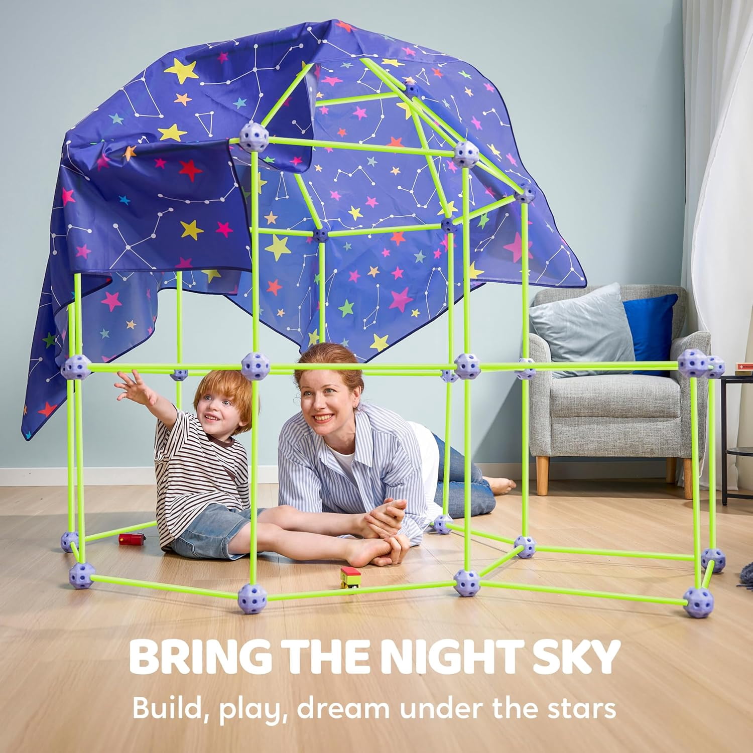 SYNCFUN Fort Building Kit for Kids, Glow in The Dark Creative Construction Toy Kids Tunnel DIY STEM Toy Birthday Gift for Boys and Girls Aged 4-12