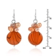 thumbnail image 3 of Vibrant Orange Tones Pearl and Zebra Pattern Seashell Circle Dangle Earrings, 3 of 4