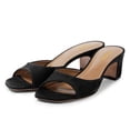thumbnail image 2 of YDN Women Open Square Toe Slide Sandals Slip on Low Chunky Heel Mules Casual Dressy Shopping Heeled Slides Size 15 Black, 2 of 5