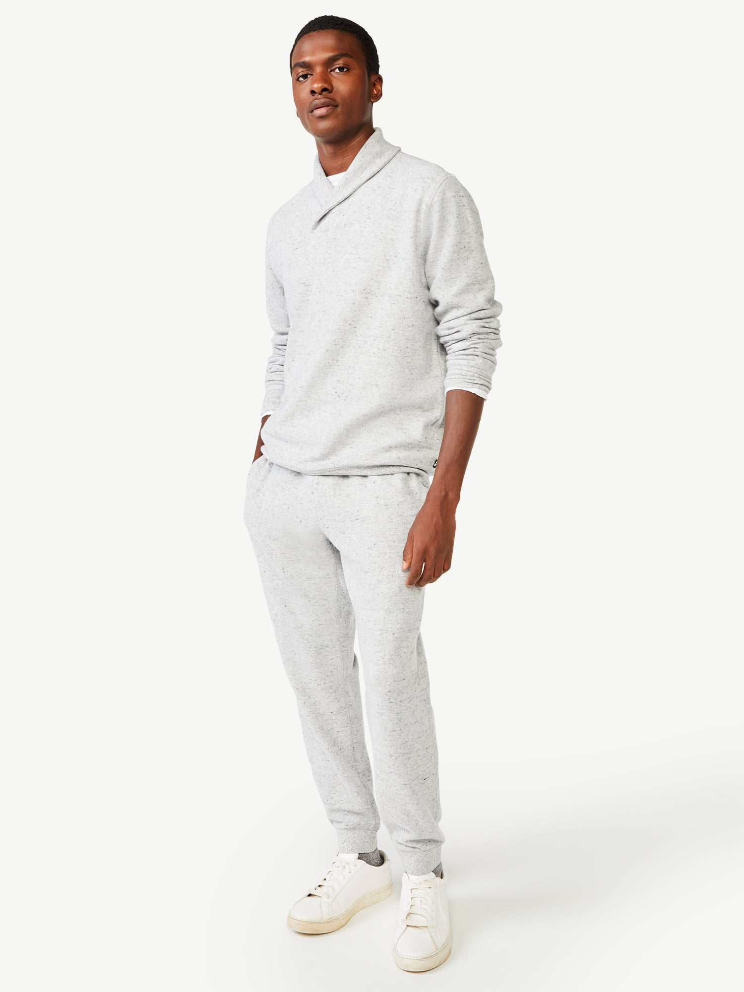 Free Assembly Men's Jacquard Rib Shawl Collar Pullover