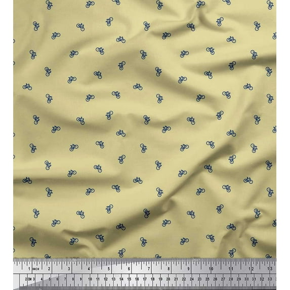 Soimoi Moss Georgette Fabric Bicycle Shirting Printed Fabric 1 Yard 42 Inch Wide