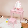 thumbnail image 5 of Kids Vanity Set with Mirror,Kids Vanity Table and Chair Set Girls' Makeup Dressing Table with Lights & Wood Makeup Playset Birthday Christmas Gift for Age 4-9 Years, 5 of 6