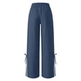 thumbnail image 4 of Womens Pants Elastic Wide LegPants with Pockets Ruffle Flowy Beach Trousers, 4 of 9