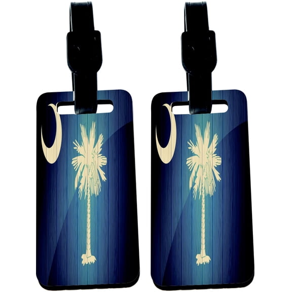 Hardboard Luggage Identifier Tags with Strap - South Carolina Flag on Wood Design (x4)