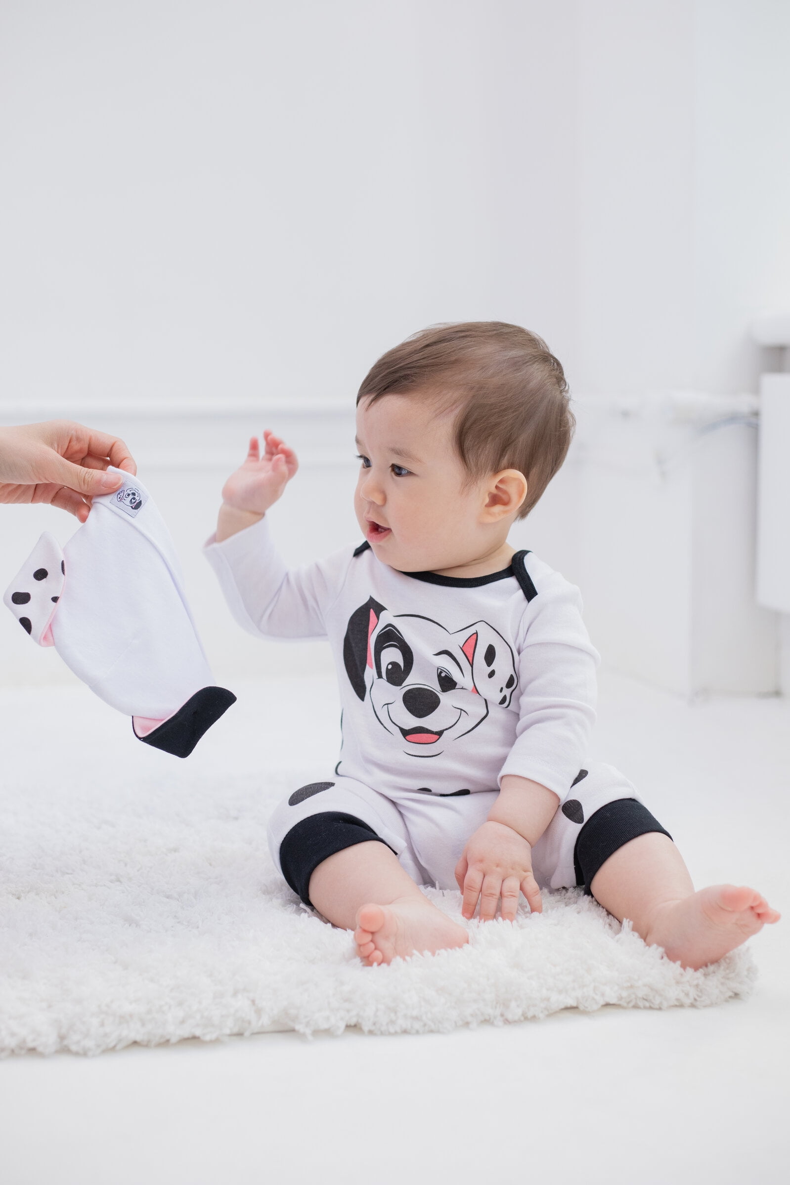 Disney 101 Dalmatians Patch Newborn Baby Boys Snap Cosplay Coverall and Hat Newborn to Infant