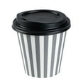 thumbnail image 5 of Restpresso 8 oz Gray and White Stripe Paper Single Wall Coffee Cup - with Black Lid - 3 1/2" x 3 1/2" x 3 1/4" - 20 count box, 5 of 11