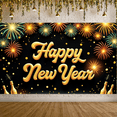 thumbnail image 5 of Golden Theme Happy New Year Banner Firework Design New Year Display Festive Sparkling Decor Festive Backdrop for New Year Party Holiday Celebration Indoor Event, 5 of 9