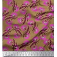 thumbnail image 1 of Soimoi Brown Velvet Fabric Knapweed Floral Print Fabric by Yard 58 Inch Wide, 1 of 1