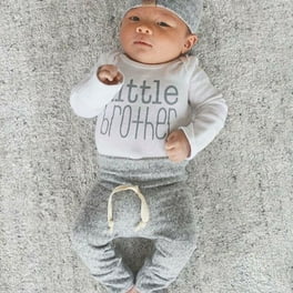 0 18M Newborn Baby Boy Little Brother s Romper Tops Pants Trousers Hat 3PCS Outfit Set Walmart
