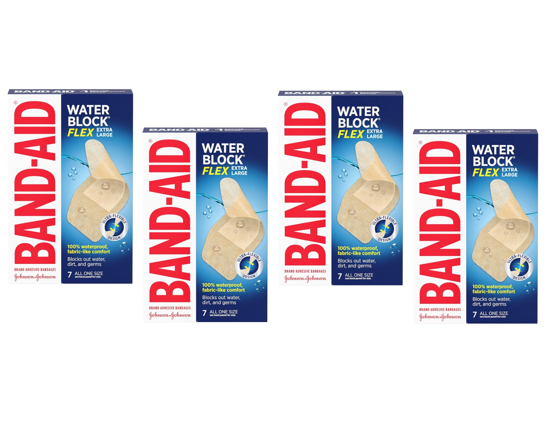 Band-Aid Brand Water Block Flex Adhesive Bandages, Extra Large, 7 ct (Pack of 4)