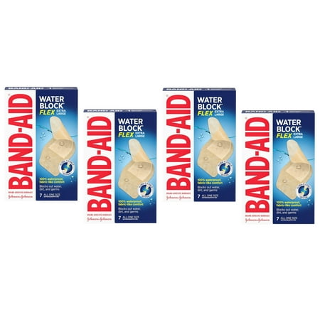 Band-Aid Brand Water Block Flex Adhesive Bandages, Extra Large, 7 ct (Pack of 4)