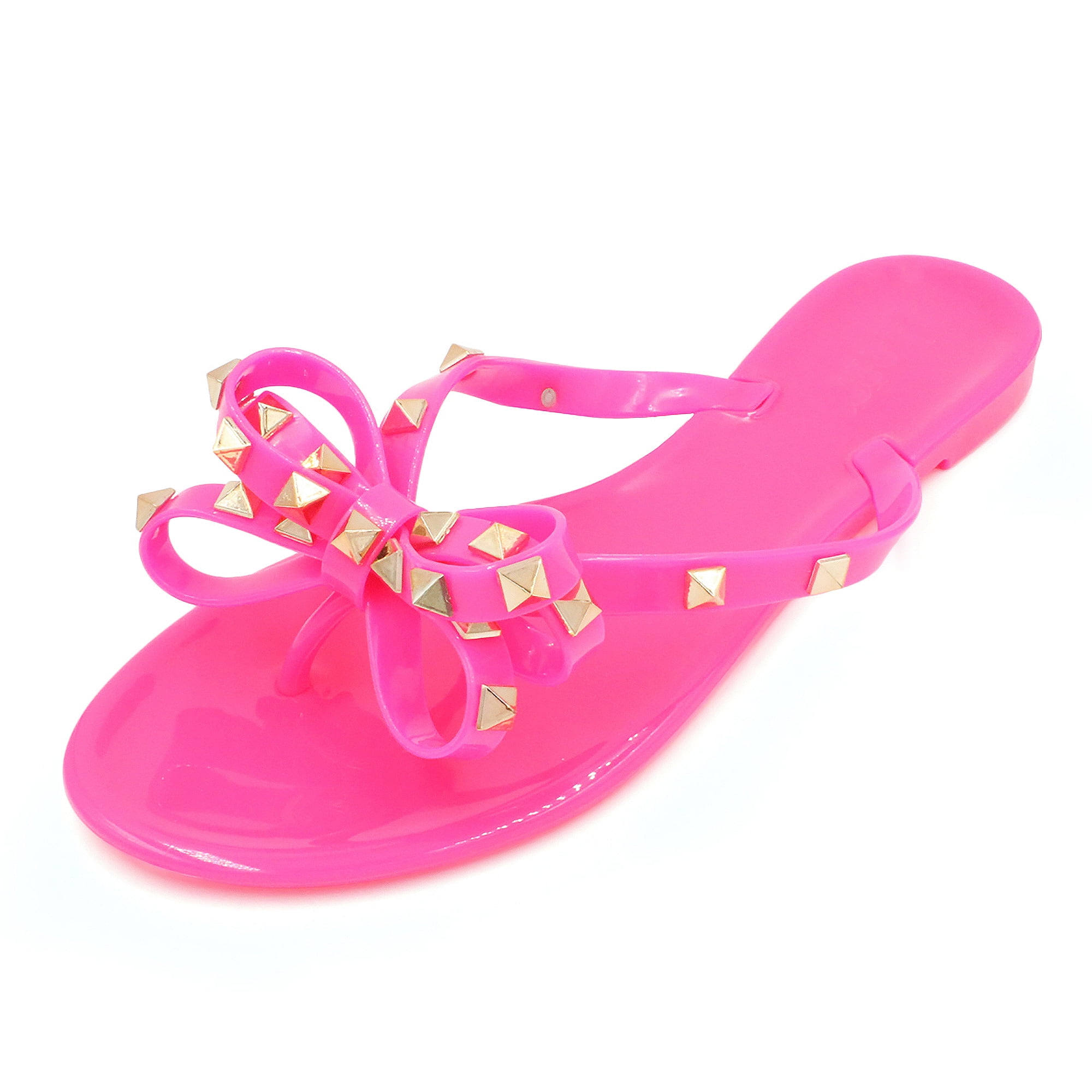 jelly slippers with bow
