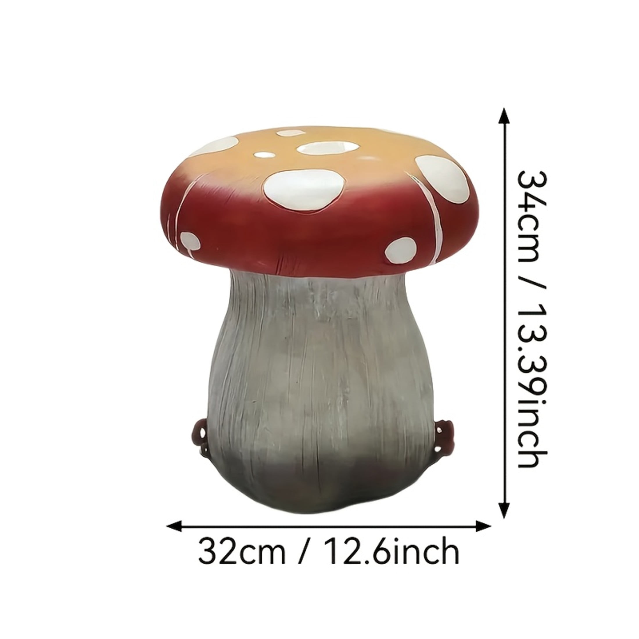 Noble House Antique Mushroom Stool, Cute Fairy Decorative Statue, Outdoor Creative Figurine Seat for Patio, Garden, Red