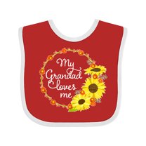 Inktastic My Grandad Loves Me with Sunflower Wreath Boys or Girls Baby Bib
