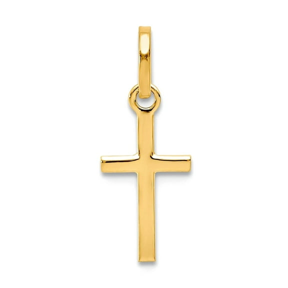 14k Yellow Gold Solid Polished Religious Faith Cross Charm 12x8mm Pendant Necklace for Women
