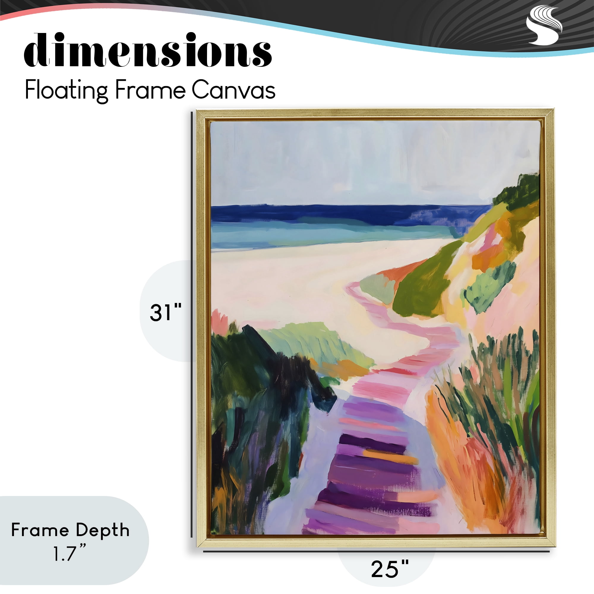 Stupell Industries Pastel Beach Pathway to Shore Gold Framed Floater Canvas Wall Art, design by The Prints Vibe