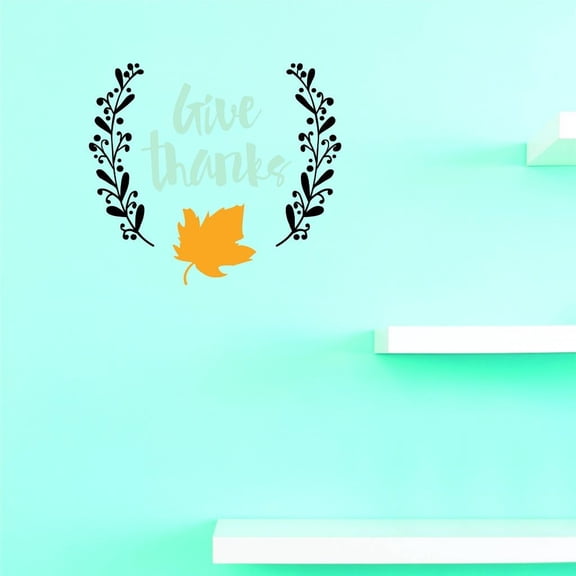 Custom Decals Give Thanks Wall Art Size: 12 X 12 Inches Color: Multi