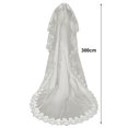 thumbnail image 5 of AYYUFE 3PCS Bridal Wedding Veil Lace Flower Embroidery Single Layer Large Long White Romantic Soft Mesh Photo Prop Cosplay Engagement Veil Party Headpiece 3m Beige, 5 of 7