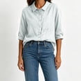 thumbnail image 4 of Dagugfen Cotton Linen Shirts for Women 3/4 Sleeve Button down Collared Neck Lightweight Shirts Business Casual Workwear Tops, 4 of 7