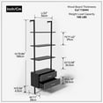 thumbnail image 3 of Resenkos 3-Tier Ladder Bookshelf with 2 Drawers, Modern Storage Rack Bookcase, Black, 3 of 5