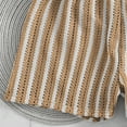 thumbnail image 6 of RYRJJ Women's 3 Pieces Striped Thong Bikini Set Halter Triangle Boho Crochet Hollow Out Bathing Suits with Textured Cover Up Shorts Swimsuit(Khaki,XL), 6 of 7