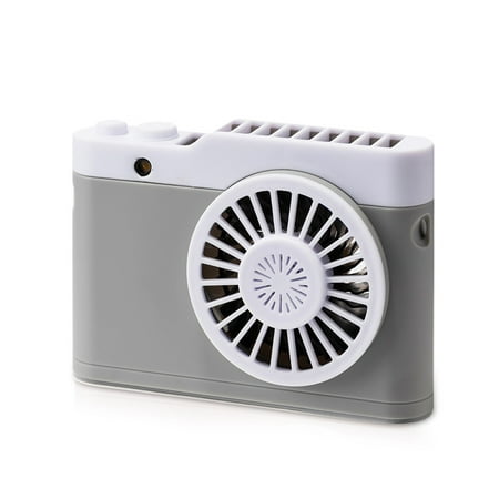 

Hanging Neck Fan USB Rechargeable Mini Outdoor Fan Portable Camera-shaped Electric Fan Silver Grey