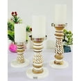 thumbnail image 4 of Farmhouse Wooden Candle Holders for Pillar Candles Set of 3, Rusitc Wood Candle Holder Table Centerpiece Decor, 9'' 7'' 5'' Vintage Tall Candle Stand Decorative, Brown, 4 of 5