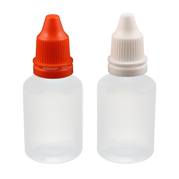 20ml Dropper Clear Plastic Bottle Drop Eye Liquid Squeezable Empty Red Cap Set