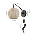 thumbnail image 3 of SAFAVIEH Grigory Tungsten Black Metal Wall Sconce with Light Brown Rattan Shade, Set of 2, 3 of 8