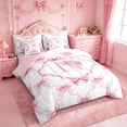 thumbnail image 2 of Manfei Pink Ribbon Bowknot 7pcs Bedding Comforter Set For Kids,Letter N Monogram Queen Bedding Sets For Girls,Pink Reversible, 2 of 7