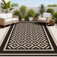 thumbnail image 6 of Kohree Outdoor Plastic Straw Rug 9'x12' ,Waterproof Mat with 4 Corner Loops Indoor Outdoor for RV,Camping,Deck,Balcony (Diamond pattern-Black & Brown), 6 of 10