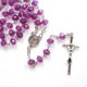 thumbnail image 4 of Collar de rosario con cruz de cuentas moradas, joyería sagrada, adorno decorativo con dije, 4 of 5