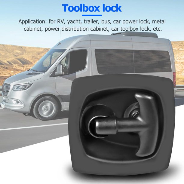 Cerradura de caja de herramientas de acero al carbono empotrada con manija en T plegable para caravana de remolque Tmvgtek Autopartes