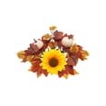 thumbnail image 2 of Halloween Decoration Indoor Outdoor Clearance Under $5.00!Simulation Maple Leaf Candle Holders Wreath Border Halloween Harvests Festival Autumns Pumpkin Sunflower Decorative Candle Holders Wreath, 2 of 6