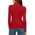 thumbnail image 7 of Kcodviy Women Solid Long Sleeve Turtleneck Blouse Tops Slim Fit Stretchy Layer Tee Shirts Thermal Top And Bottom Men Long Underwear Thermal Top Womens Long Sleeve Thermal Tops Mens Therma, 7 of 7