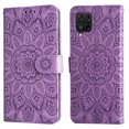 thumbnail image 3 of Cutyskin Case for Samsung A12 4G,Wallet Case,PU Leather Flip,Kickstand,Double Magnetic Clasp,Embossed Mandala Flower Lanyard Protective PU Leather Cover for Samsung Galaxy A12 4G, Purple, 3 of 12