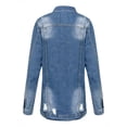 thumbnail image 4 of Innerwin Outwear Button Down Ladies Denim Jacket Shacket Work Long Sleeve Loose Jean Jackets Dark Blue M, 4 of 8