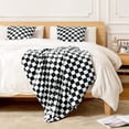 thumbnail image 5 of Checkered Flannel Fleece Throw Blanket Soft Cozy Checkerboard Grid Print Chessboard Gingham Pattern Blankets for Bed Couch Sofa, 60"x80", Black, 5 of 6