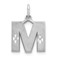thumbnail image 1 of Real 14ktW Satin Diamond-cut Letter M Initial Charm Pendant; for Adults and Teens; for Women and Men, 1 of 3