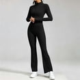 thumbnail image 6 of Tqcoqu Women's Solid 2 Piece Yoga Outfit,Zip Up Cropped Jacket & High Waist Flare Long Pants,Stretch Athletic Workout Plus Size Tracksuit Set for Women,Black Women's S-XXXXXL, 6 of 7