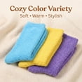 thumbnail image 3 of Tipi Toe Ladies' Plush Winter Slipper Socks with Non-Slip Grips, 3 Pairs, 3 of 5