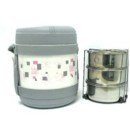 Cello Stainless Steel 3-Tier Tiffin Lunch Hot Food Carrier, Assorted