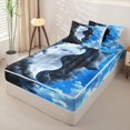thumbnail image 2 of Homewish Yin Yang Black White Wolf Print Zipper Twin Comforter Sets with Fitted Sheet and 2 Pillowcases,Cloudy Sky Zipper Bedding Set For Men And Women,Reversible,4-Piece, 2 of 7