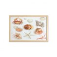 thumbnail image 1 of Seashells Wall Art with Frame, Marine Aquatic World Elements Seashells Pearls Crabs Wild Sea Life Image Print, Printed Fabric Poster for Bathroom Living Room, 35" x 23", Tan Cream, by Ambesonne, 1 of 2